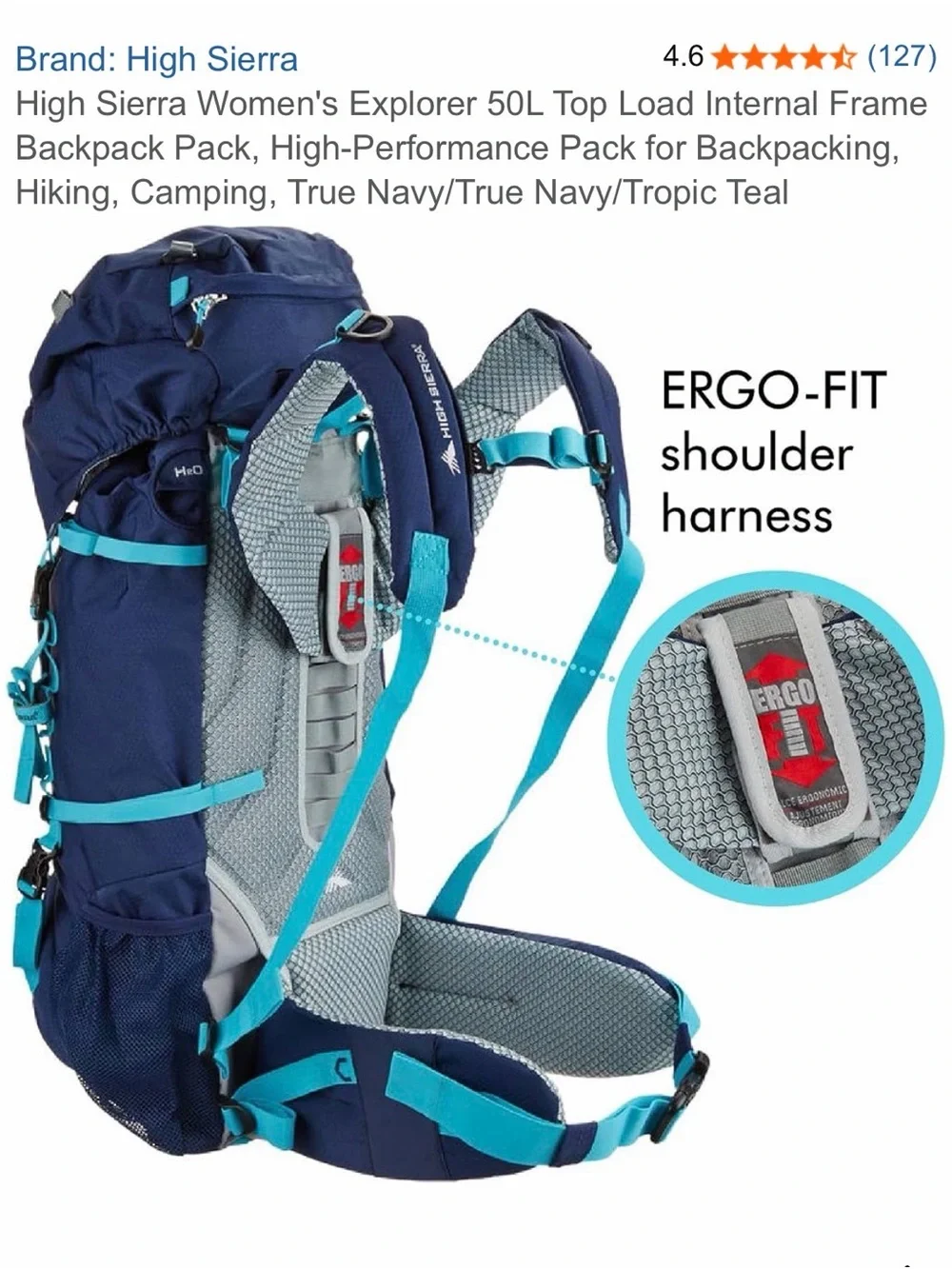 High Sierra True Navy/Tropic Teal Women's Explorer 50L Backpack